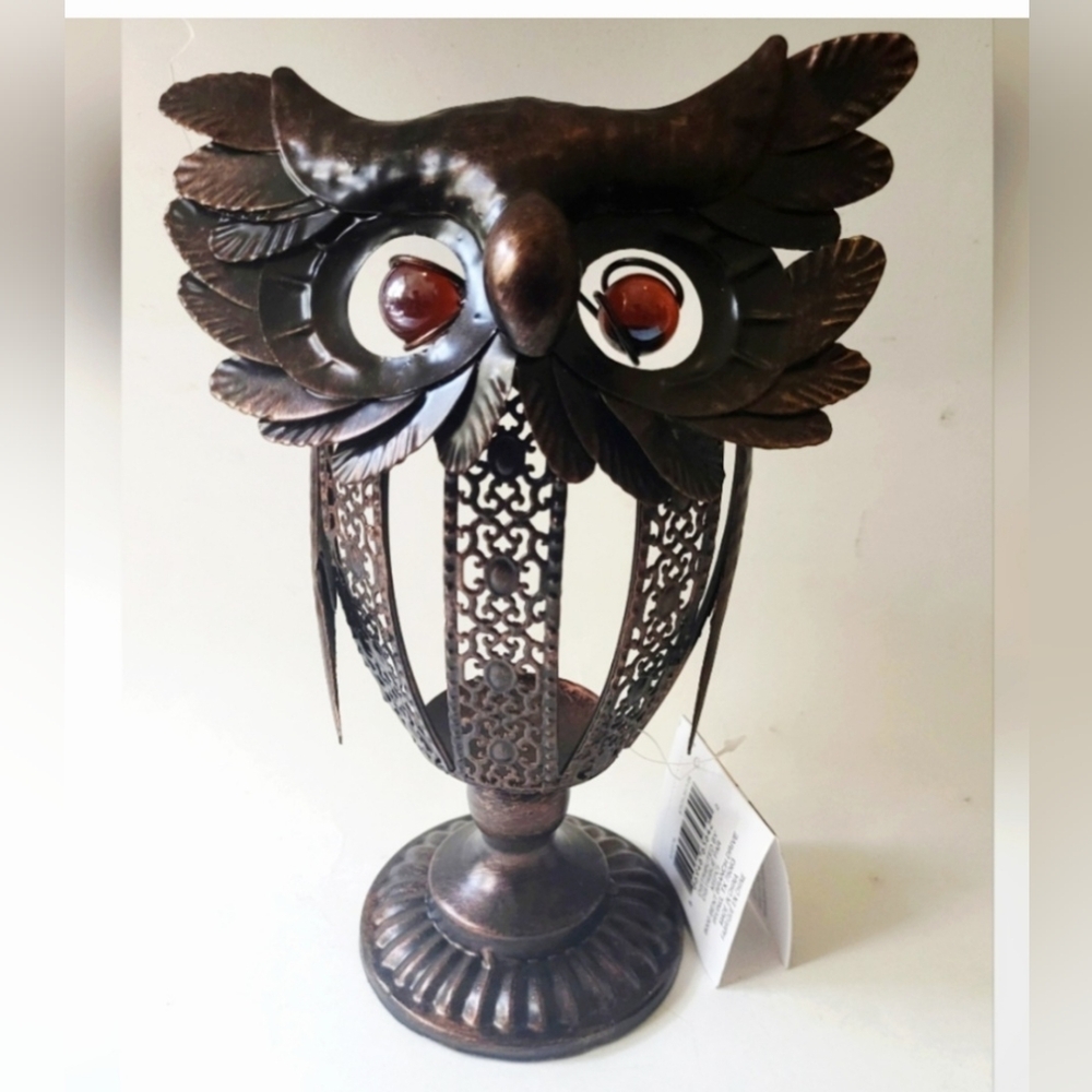 Ashland’s Bronze Metal Owl Candle Holder